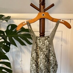 Free People Olive and White Intimate Top